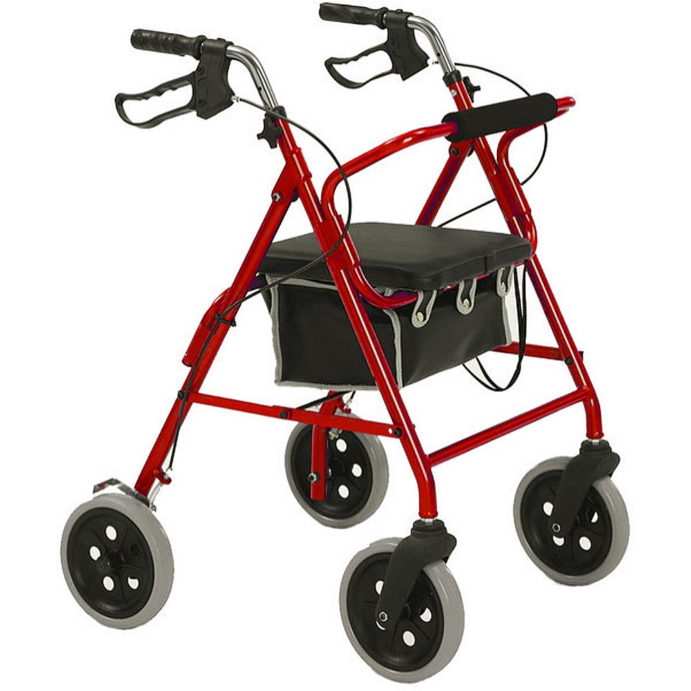 Roma 4 Wheel Walker 2463 Large Wheels Red